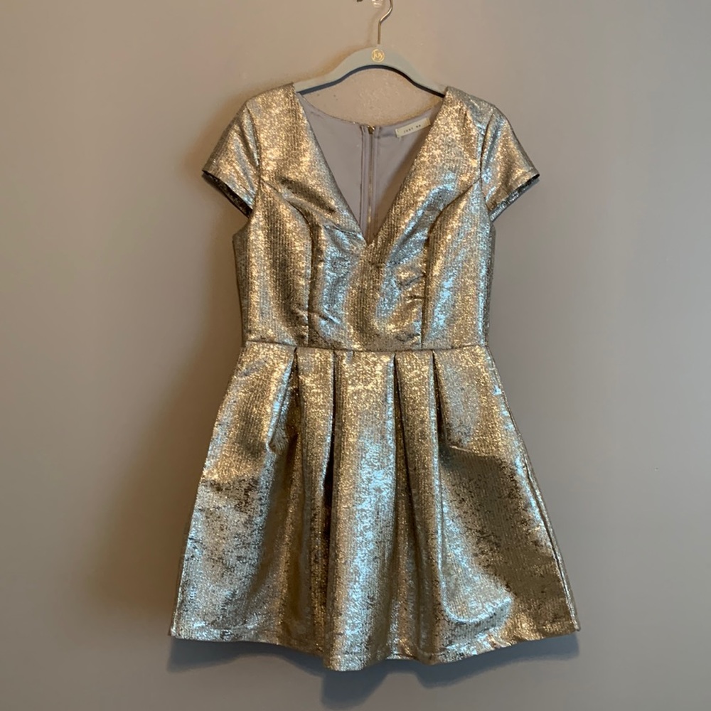 Just Me Metallic Silver Chrome Medium Dress